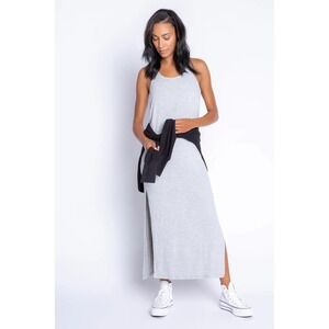 PJ Salvage Grey Racerback Lounge Midi Dress Shelf Bra Soft Stretch Sleepwear‎ S